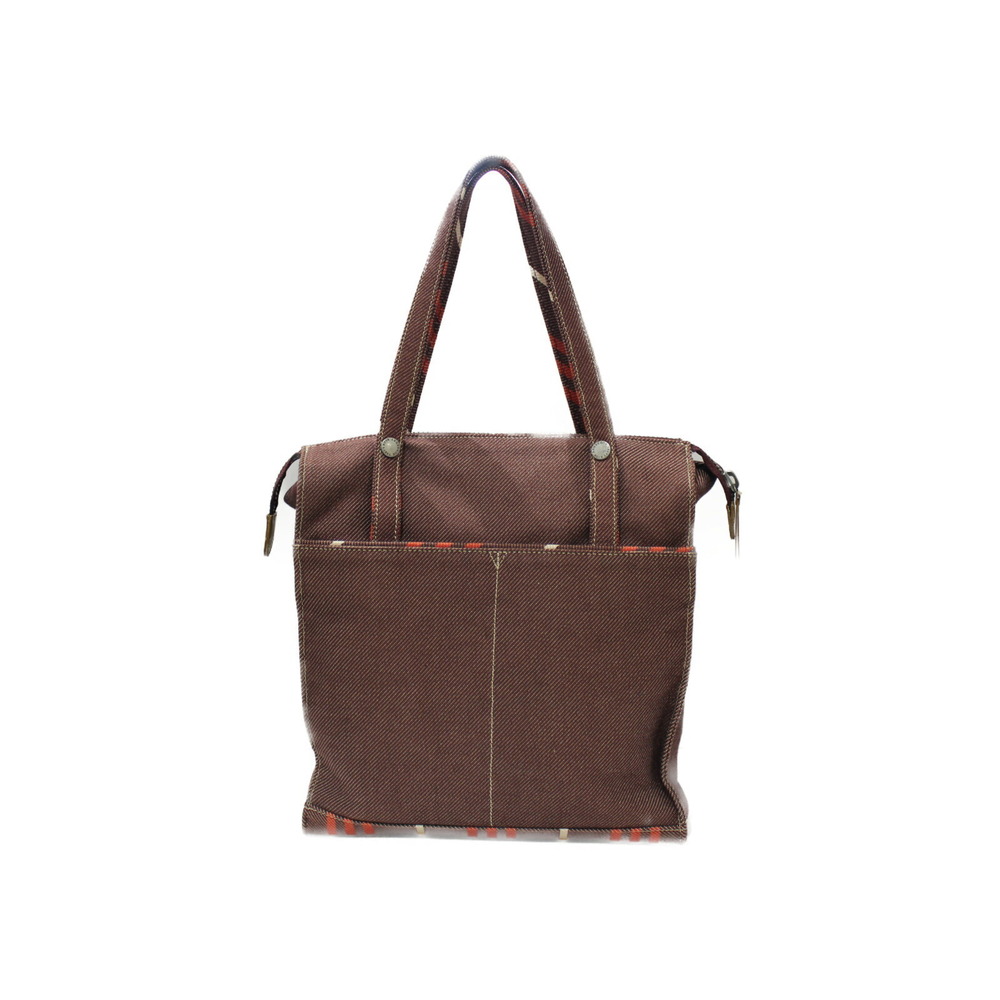 Burberry BLUE Bag Brown LABEL Reddish Shoulder Canvas Tote - Picture 4 of 7